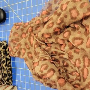 Leopard Print Layer Scarf Shrug 22" x 42" Frayed Edge
